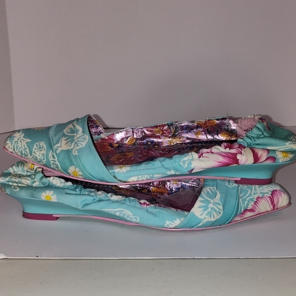 Irregular Choice Floral Blue Kitten Heel Slipper Shoes Size 39.5 - Picture 7 of 10
